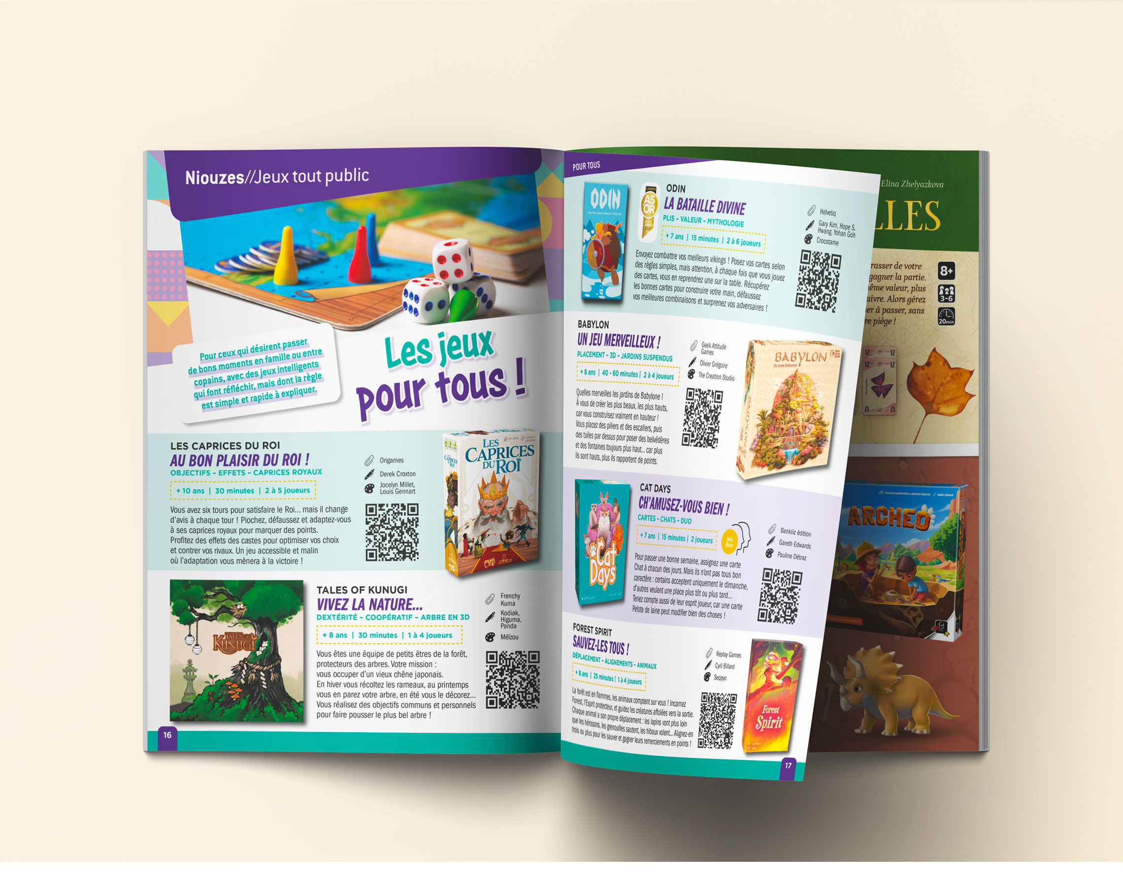 Interior double-page spread with section header featuring board games for all ages.