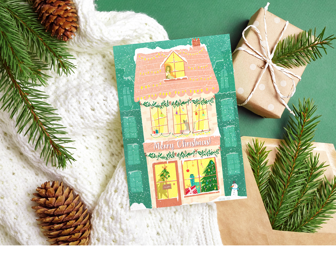 A greeting card for Christmas.