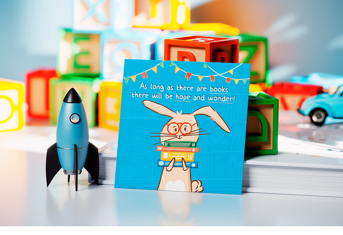 A card for kids collection on books.