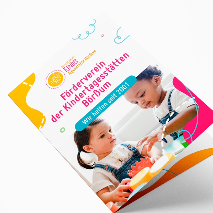 Design of a brochure for a non-profit Kindergarten support association.