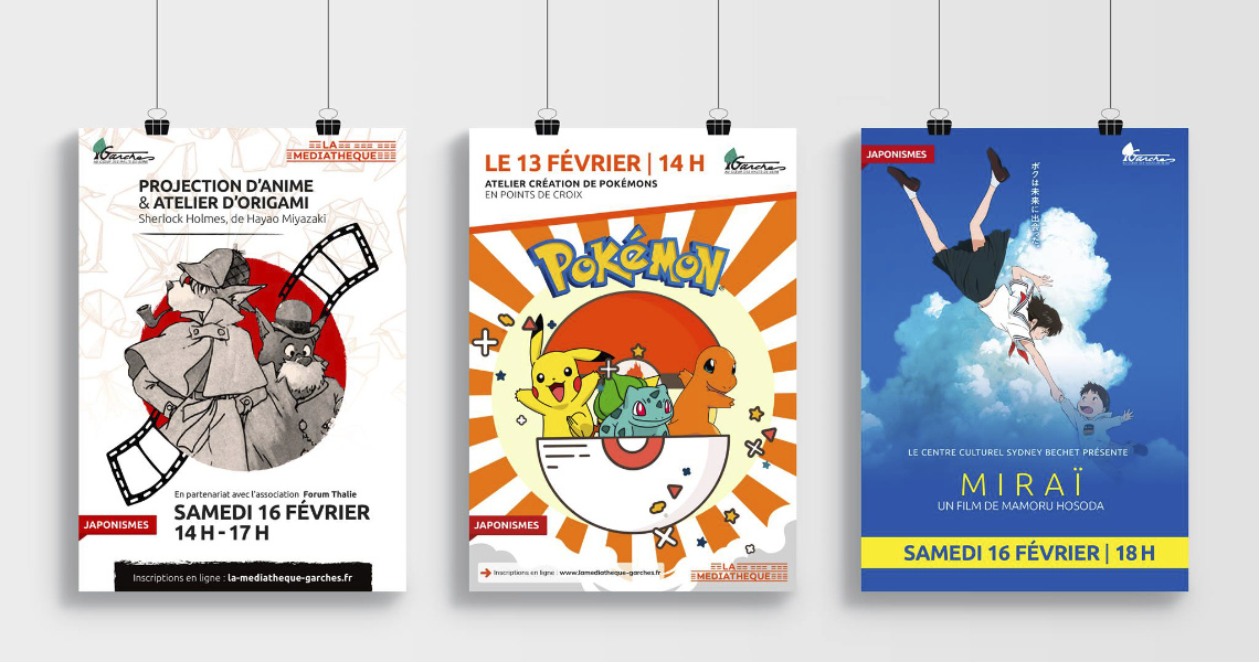 Promotional posters made for the library's events.