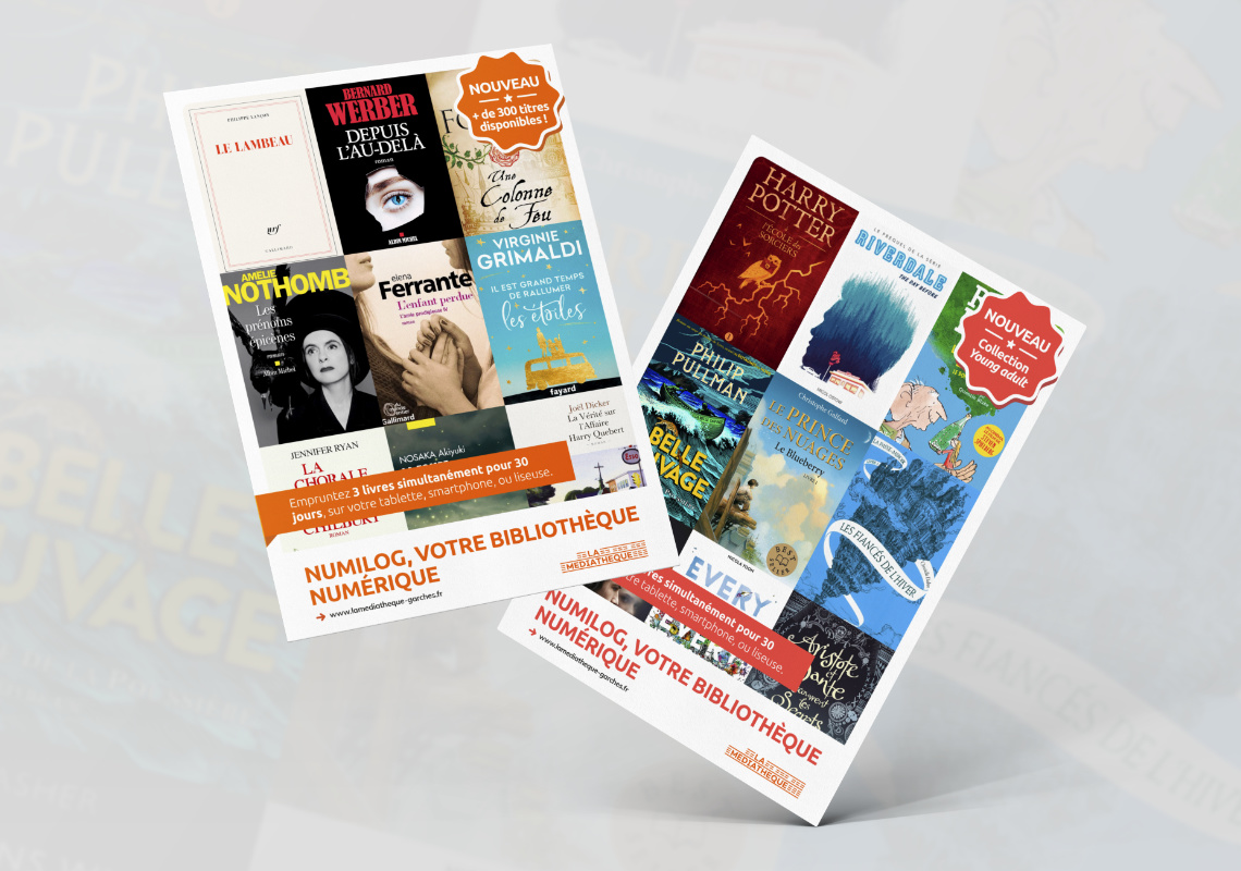 Promotional flyers for the online library.