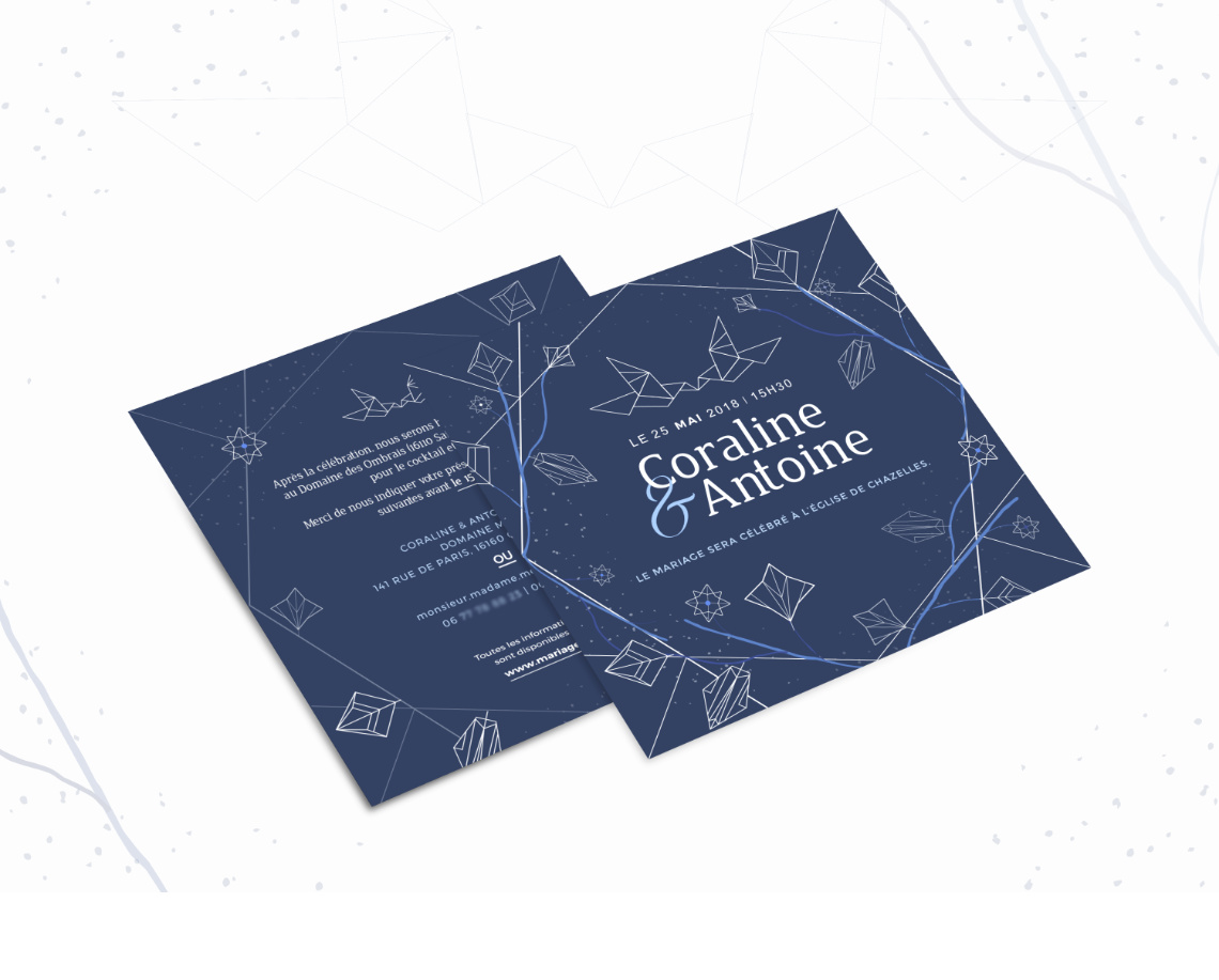 Wedding invitation for Antoine et Coraline