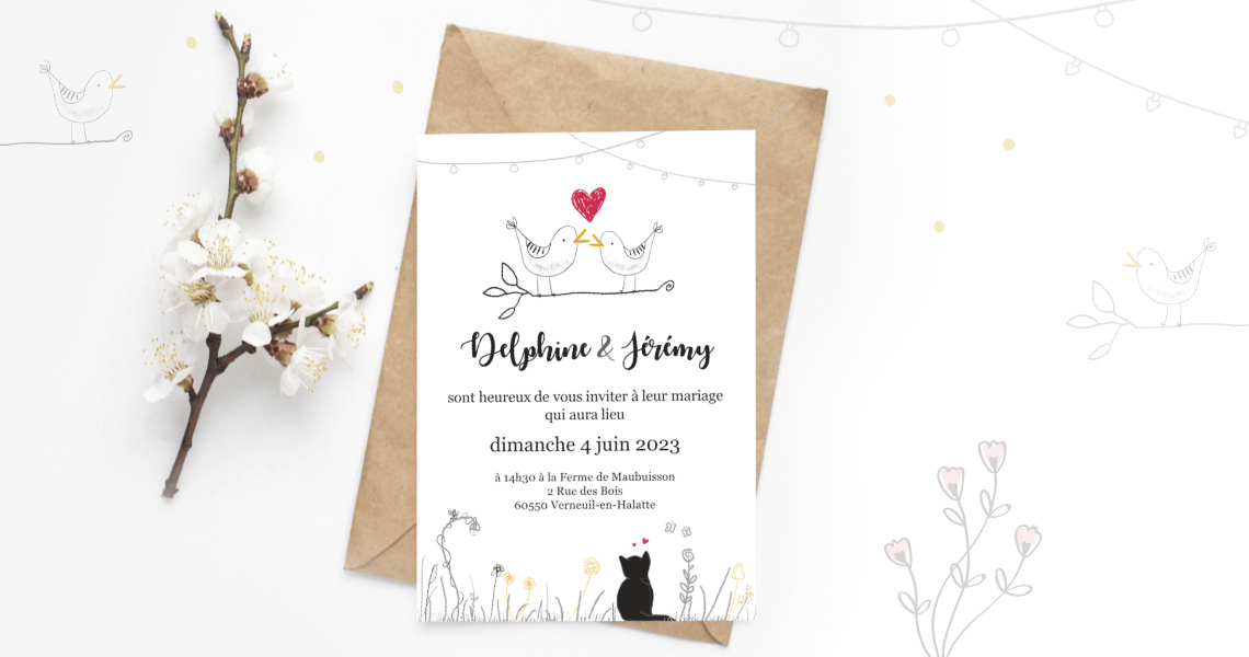 Wedding invitation for Jeremy and Delphine